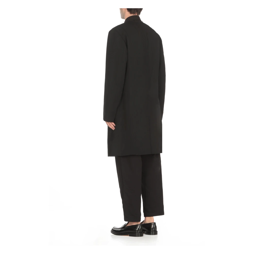 Yohji Yamamoto Zwarte wollen jas voor mannen Black Heren