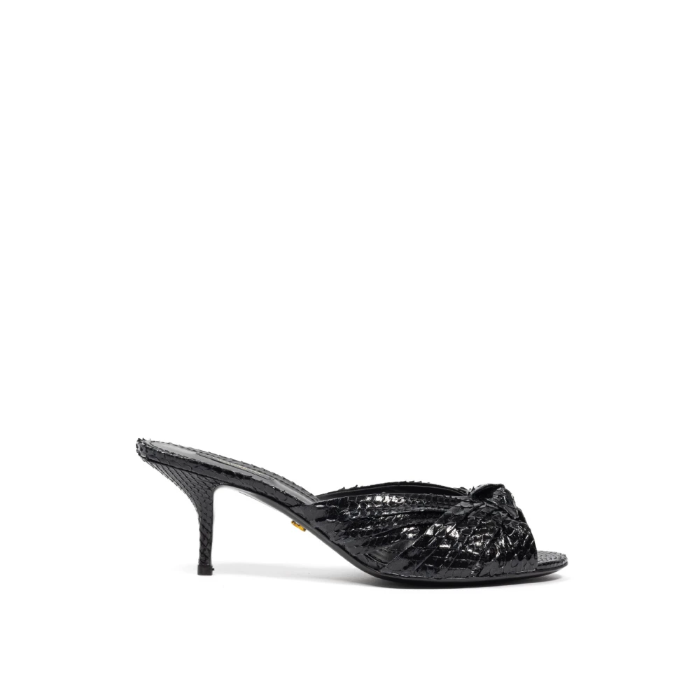 Dolce & Gabbana Women's Black Python Leather Ciabatta Sandals