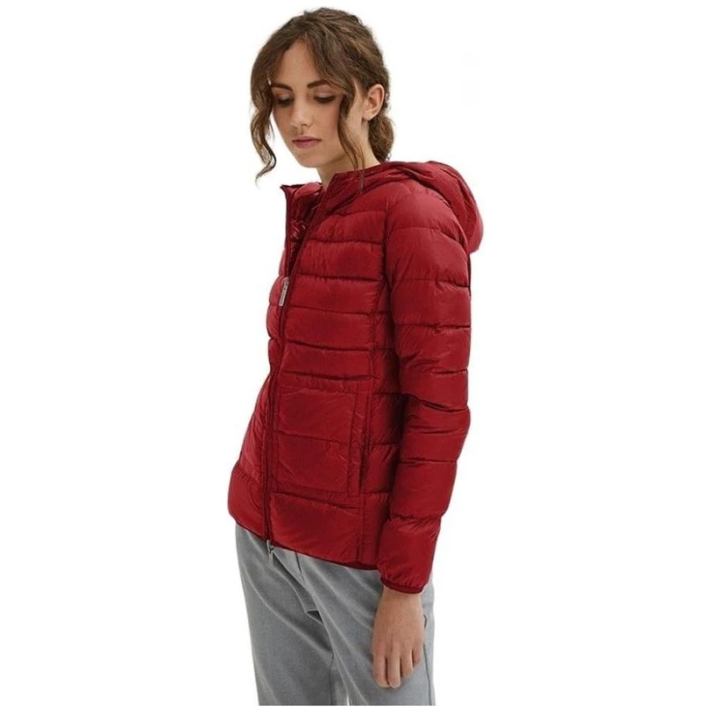 Centogrammi Korte gewatteerde jas met capuchon Red Dames