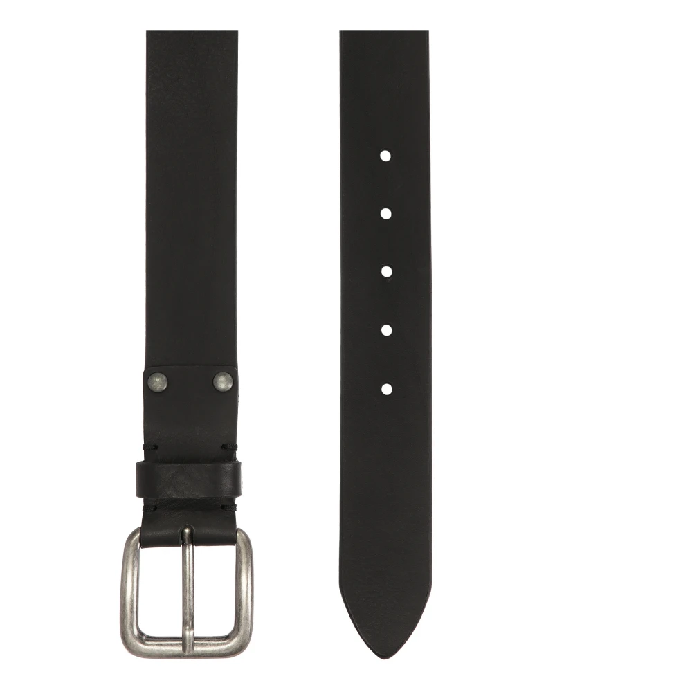 Kazar Zwarte riem met zilveren gesp Black Heren