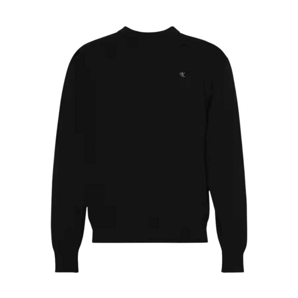 Calvin Klein , Sweatshirts, Male, Black, M, Essentials Cotton Sweatshirt With Ribbed Crew Neck