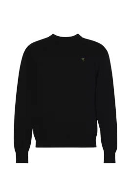 Essentials Bomullssweatshirt med Ribbad Crew Neck
