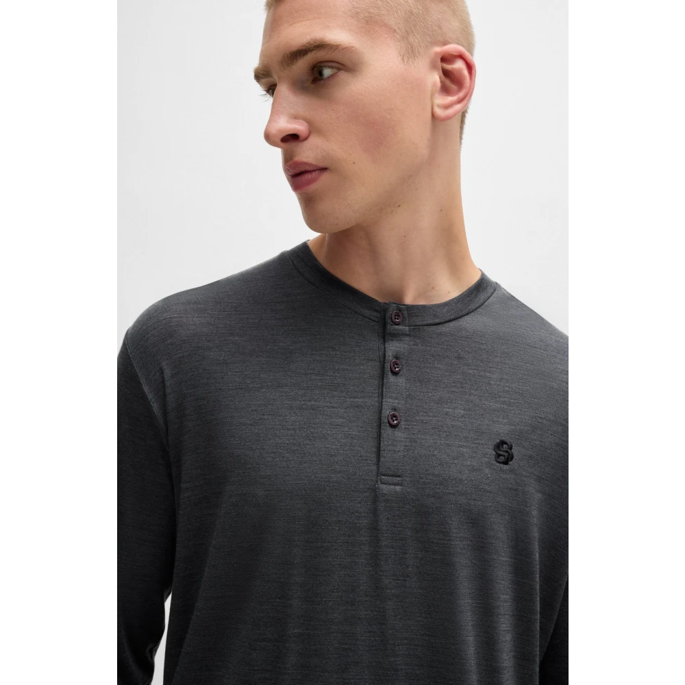 Hugo Boss Merino Long Set Grey Nachtmode Gray Heren