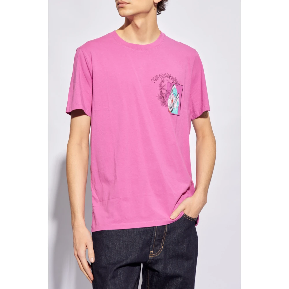 Zadig & Voltaire Ted T-shirt met print Pink Heren