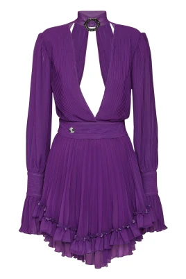 Chiffon Plisse Short Dress