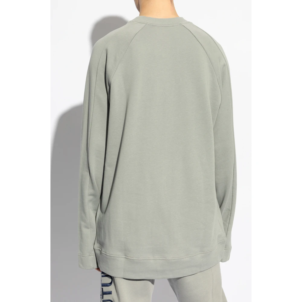 Versace Jeans Couture Sweatshirt met logo en fluwelen afwerking Gray Heren