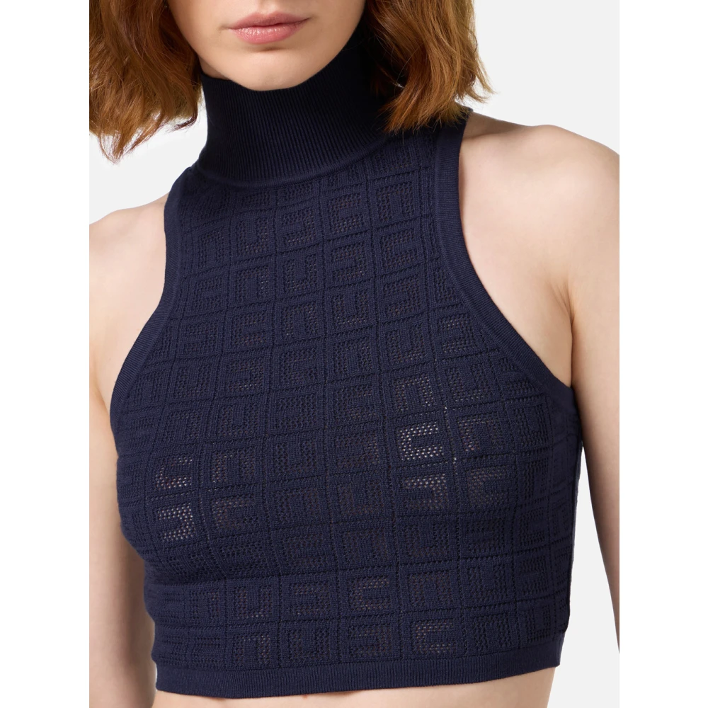 Elisabetta Franchi Blauwe Mesh Top Blue Dames
