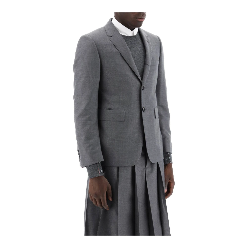 Thom Browne Klassieke wollen twill sportjas Gray Heren