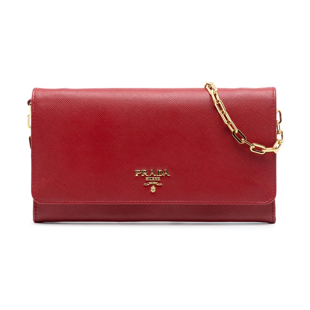 Prada Vintage Women's Red Pre-Owned Chain Wallet