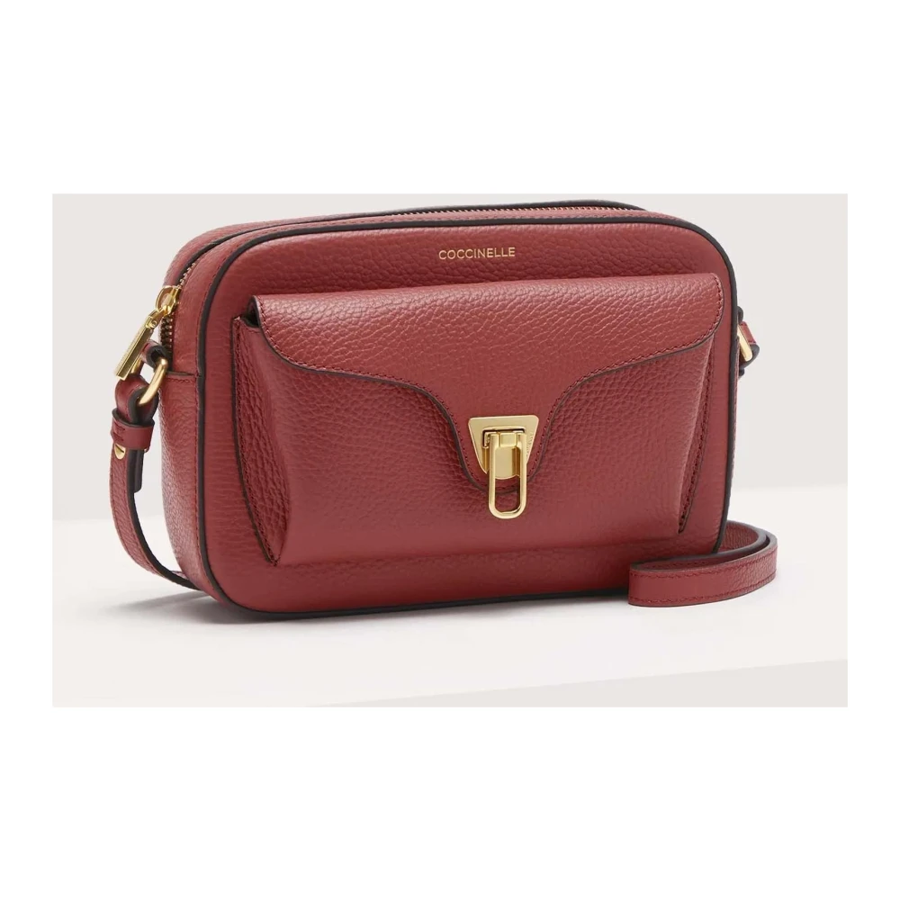 Coccinelle Bruine Leren Schoudertas met Iconische Sluiting Brown Dames