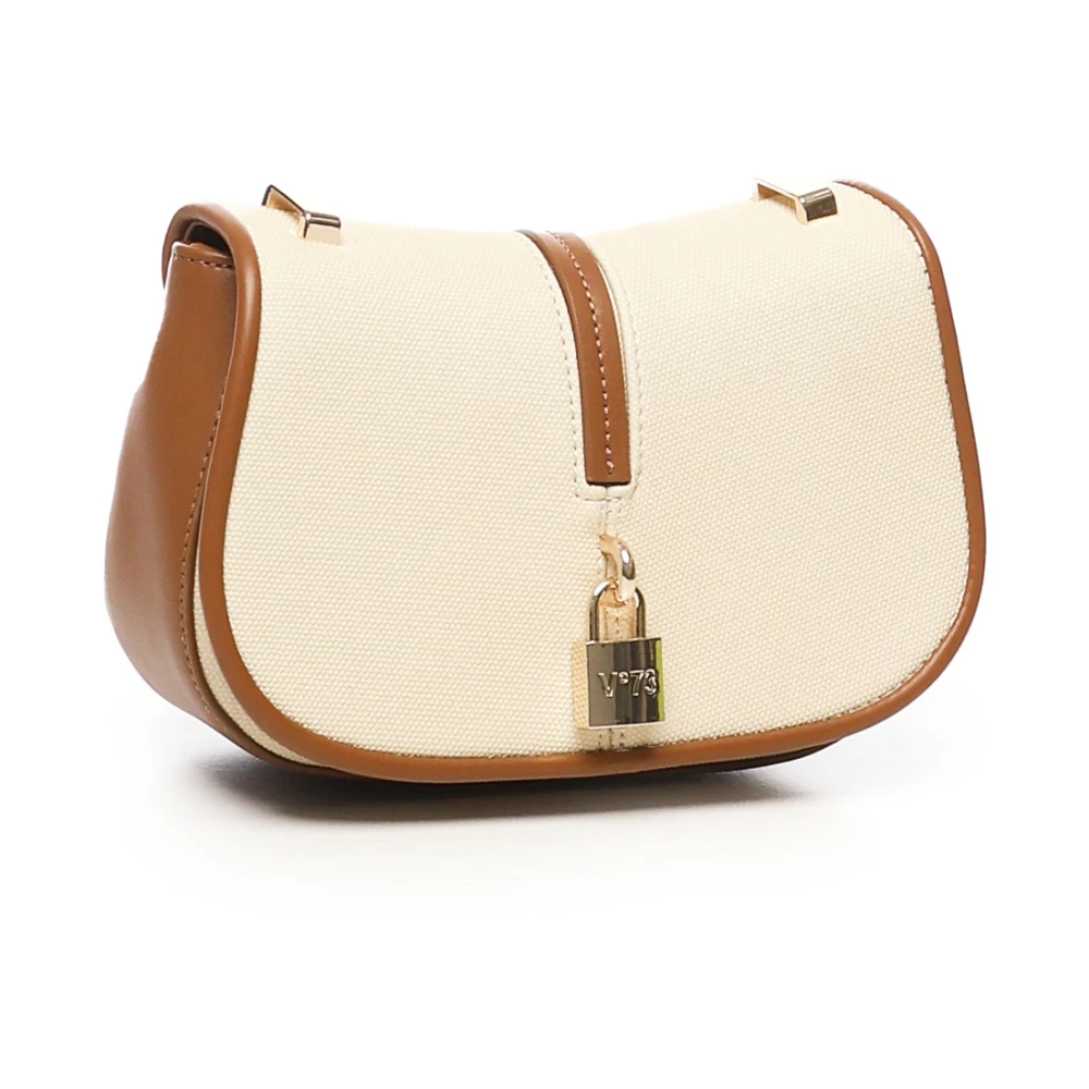 V73 Beige Crossbody Tas met Hangslot Sluiting Beige Dames
