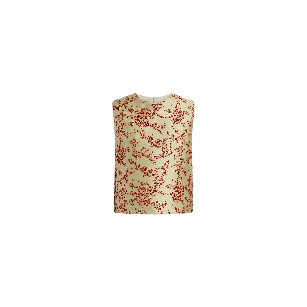 Alberta Ferretti Multicolor Floral Print Mikado Top - Female - Sleeveless Tops - Xl - Tops