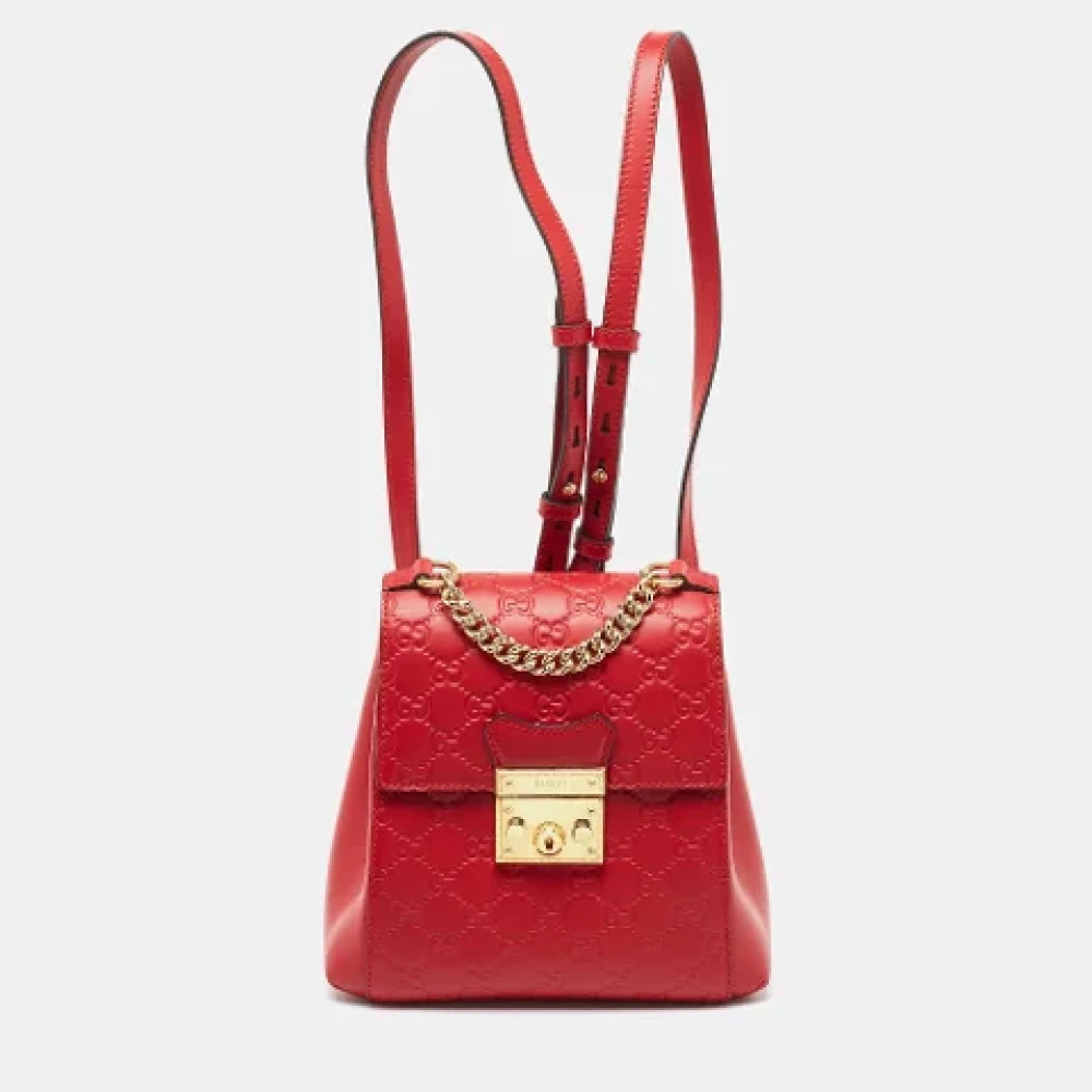 Gucci Vintage Pre-owned Leather backpacks Red Dames