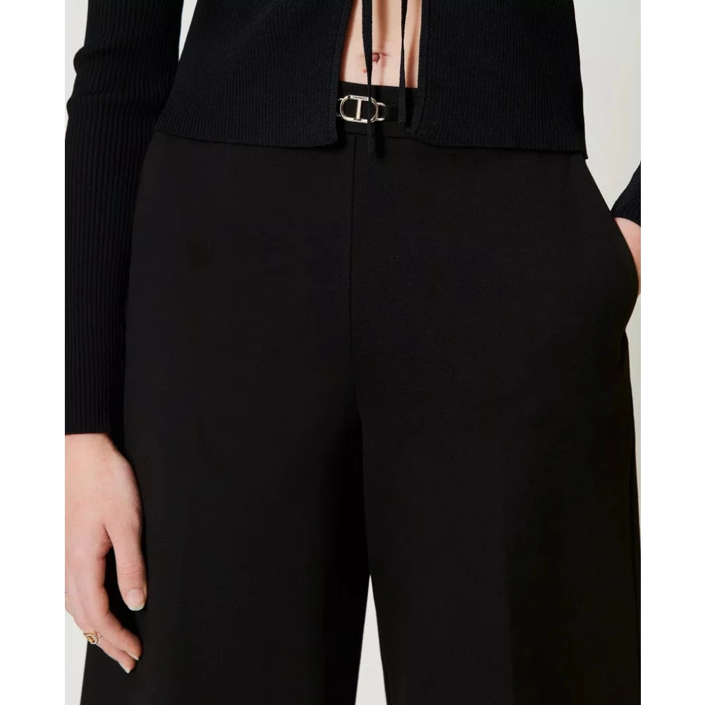 Twinset Cropped broek met ovale riem Black Dames