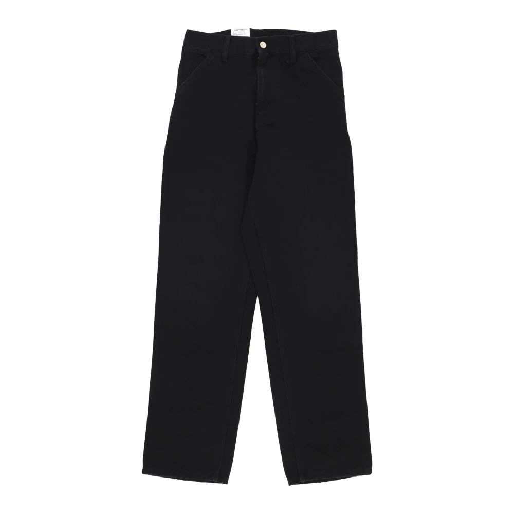 Carhartt Wip Men's Black Straight Trousers, W36 L32, Canvas Work Jeans