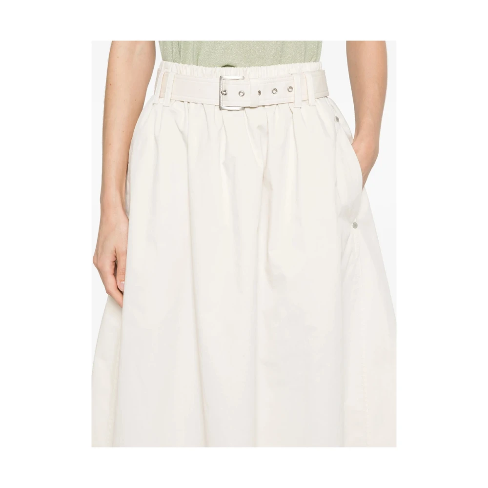 BRUNELLO CUCINELLI Beige Uitlopende Rok met Elastische Taille Beige Dames