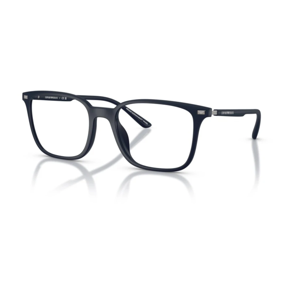 Emporio Armani Men's Blue Square Frame Glasses With Thin Arms