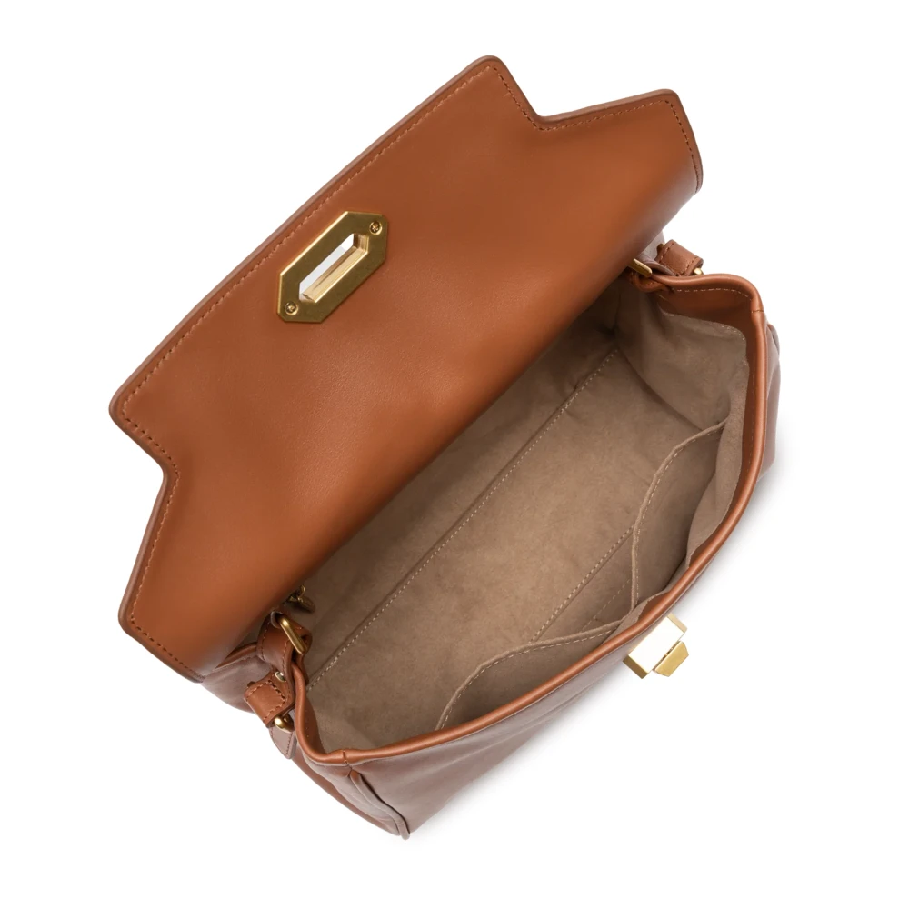 Lancaster Flap Handtas met Metalen Sluiting Brown Dames