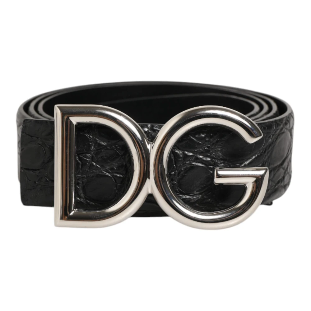 Dolce & Gabbana Mannelijk Zwart Accessoires Heren, 90 Cm, Leer, Classic Logo Belt