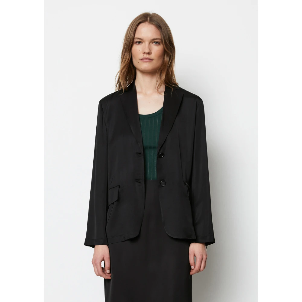 Marc O'Polo Satin blazer relaxed Green Dames