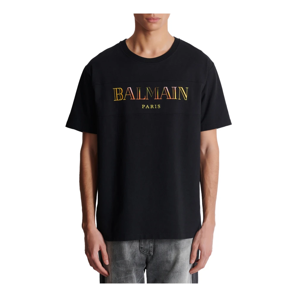Balmain Vintage geborduurd T-shirt Black Heren