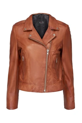 Stilren Bikerjacka i Cognac
