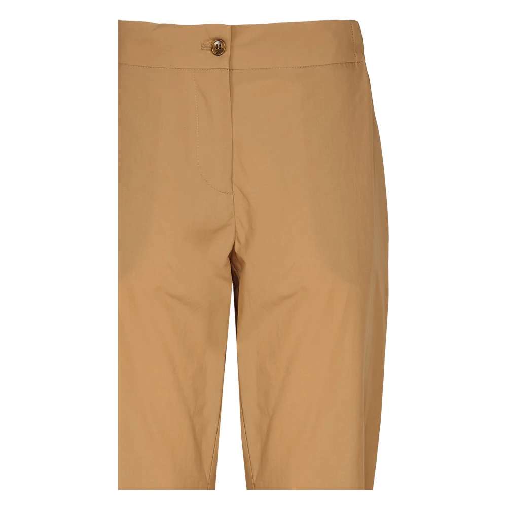Ottod'Ame Beige Katoenen Poplin Broek met Zakken Beige Dames