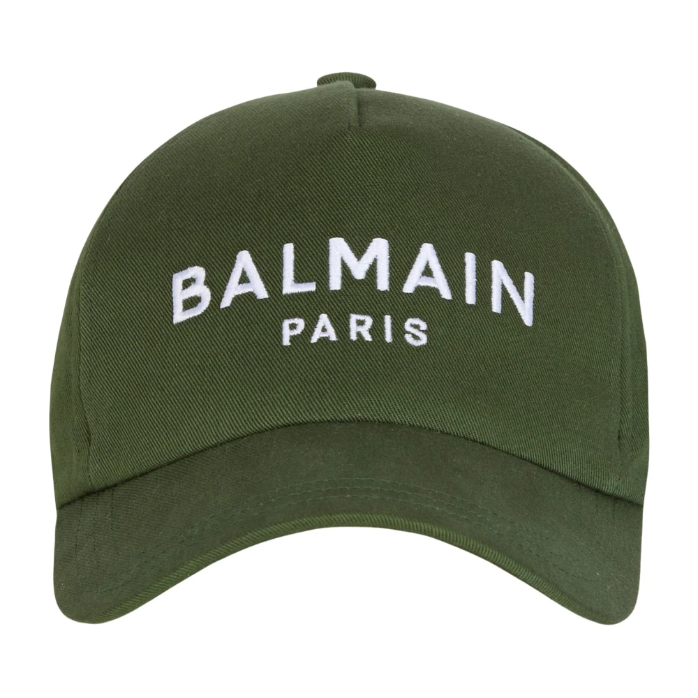 Balmain Katoenen pet met Parijs borduursel Green Heren