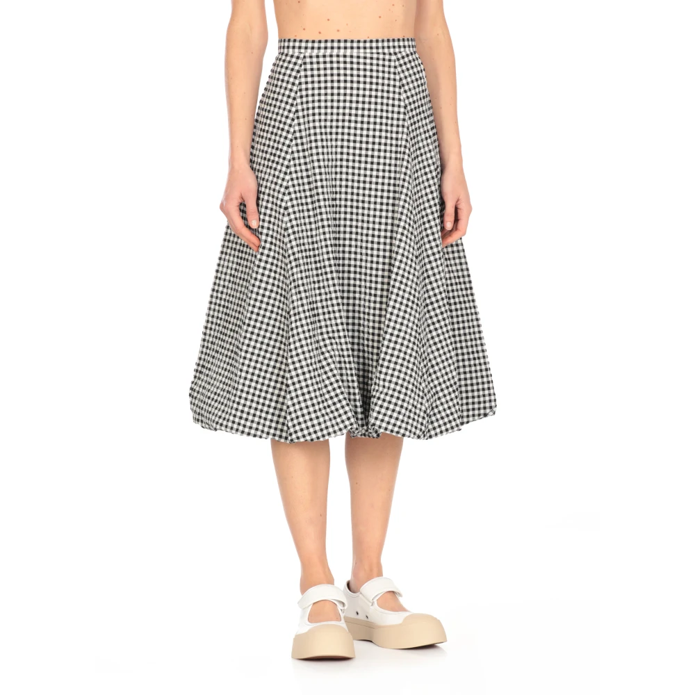 Marni Zwarte katoenmix rok met ruitpatroon Black Dames