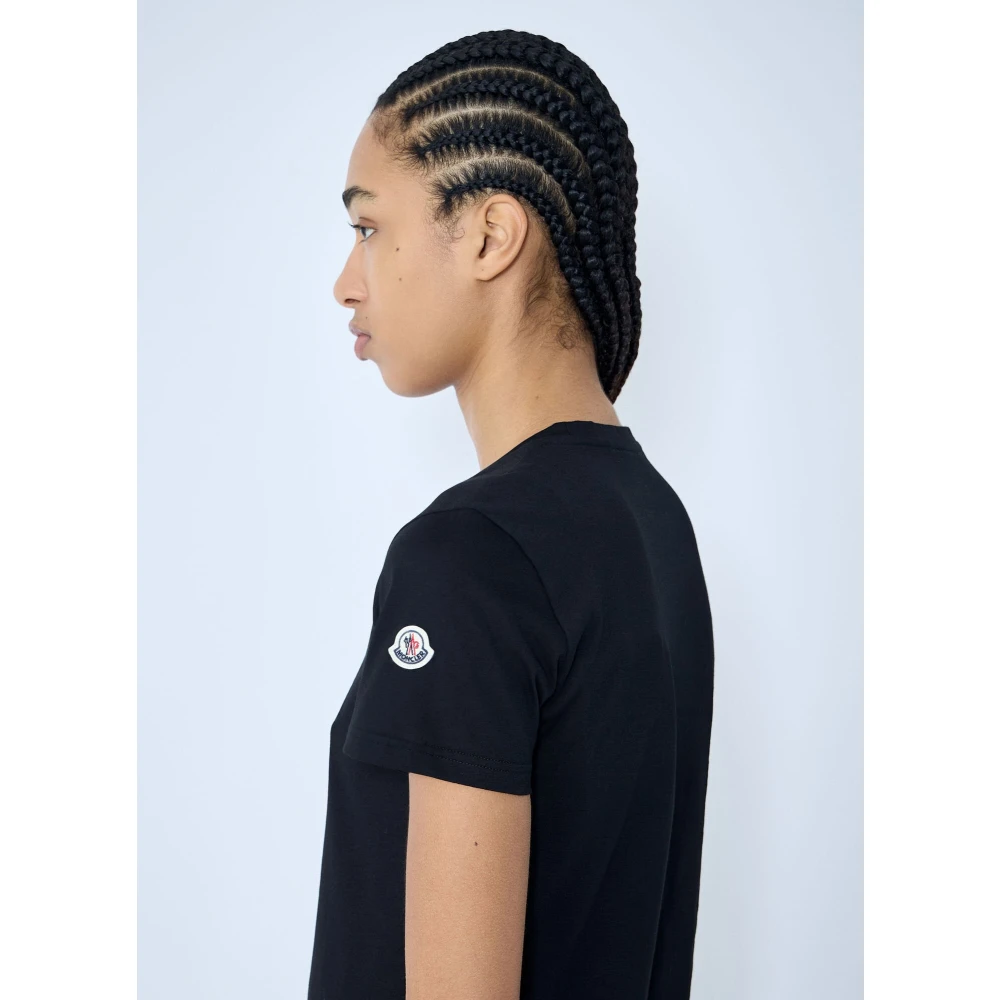 Moncler Katoenen Jersey Logo Motif T-Shirt Black Dames