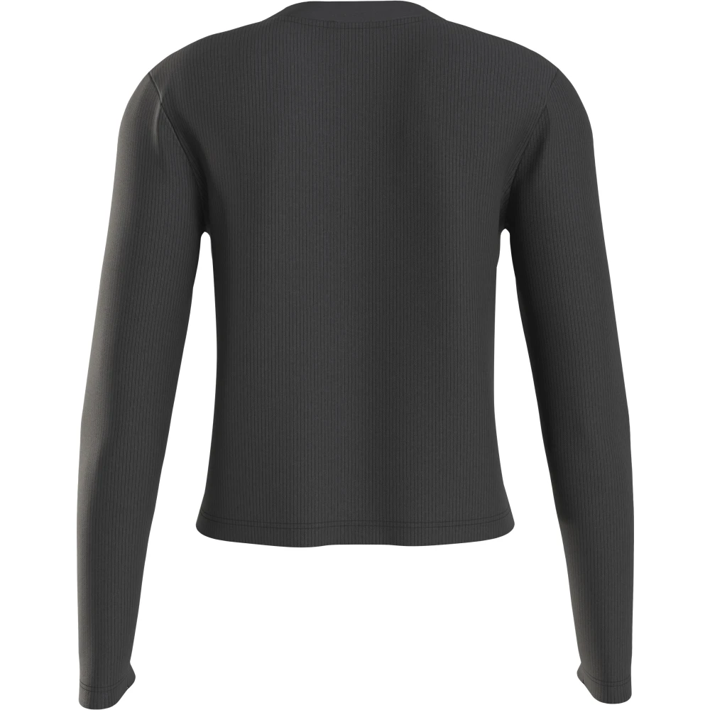 Calvin Klein Zwarte Sweaters Slim Fit Ronde Hals Black Dames