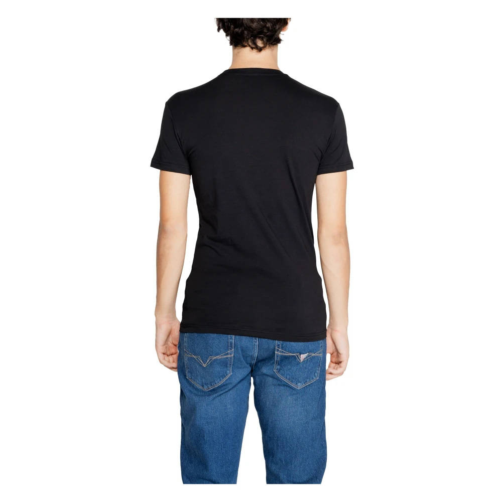 Emporio Armani Zwart Bedrukt Katoenen T-shirt Black Heren