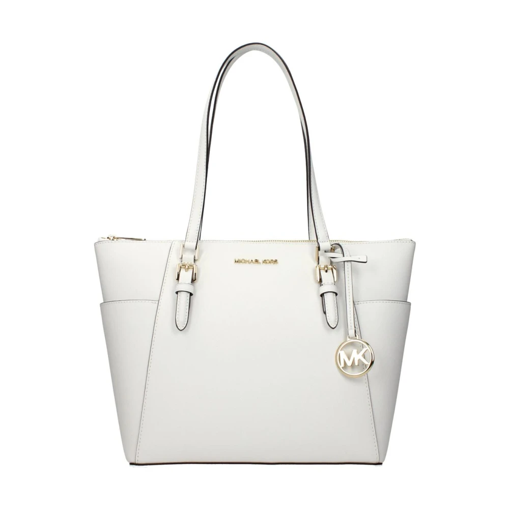 Michael Kors Women's White Shopping Bags, One Size, Leather Shoulder Bag