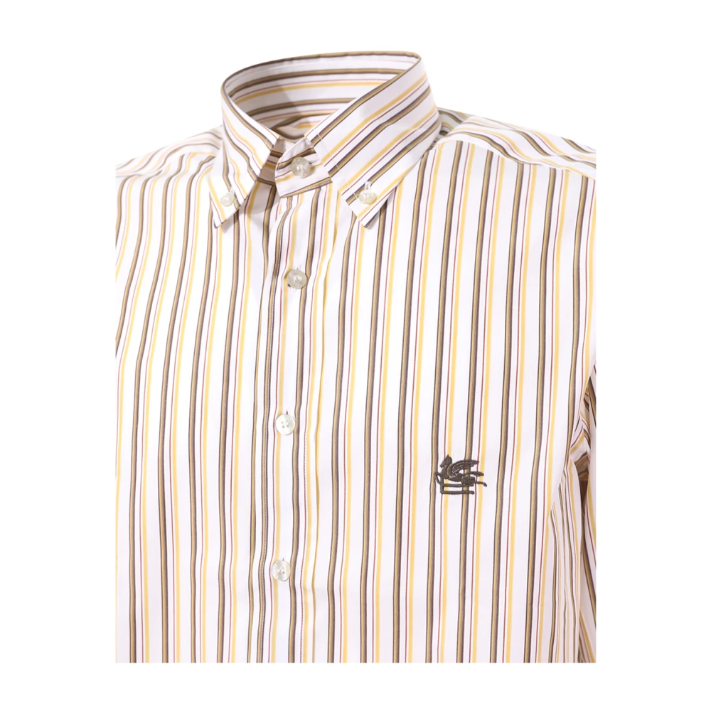 ETRO Beige Gestreept Overhemd met Knoopsluiting Beige Heren