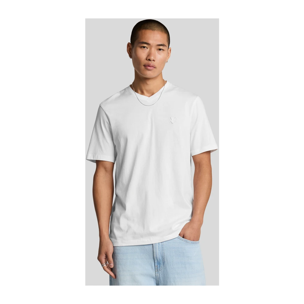 Lyle & Scott SS T-shirts Superfine V Neck T-shirt White Heren