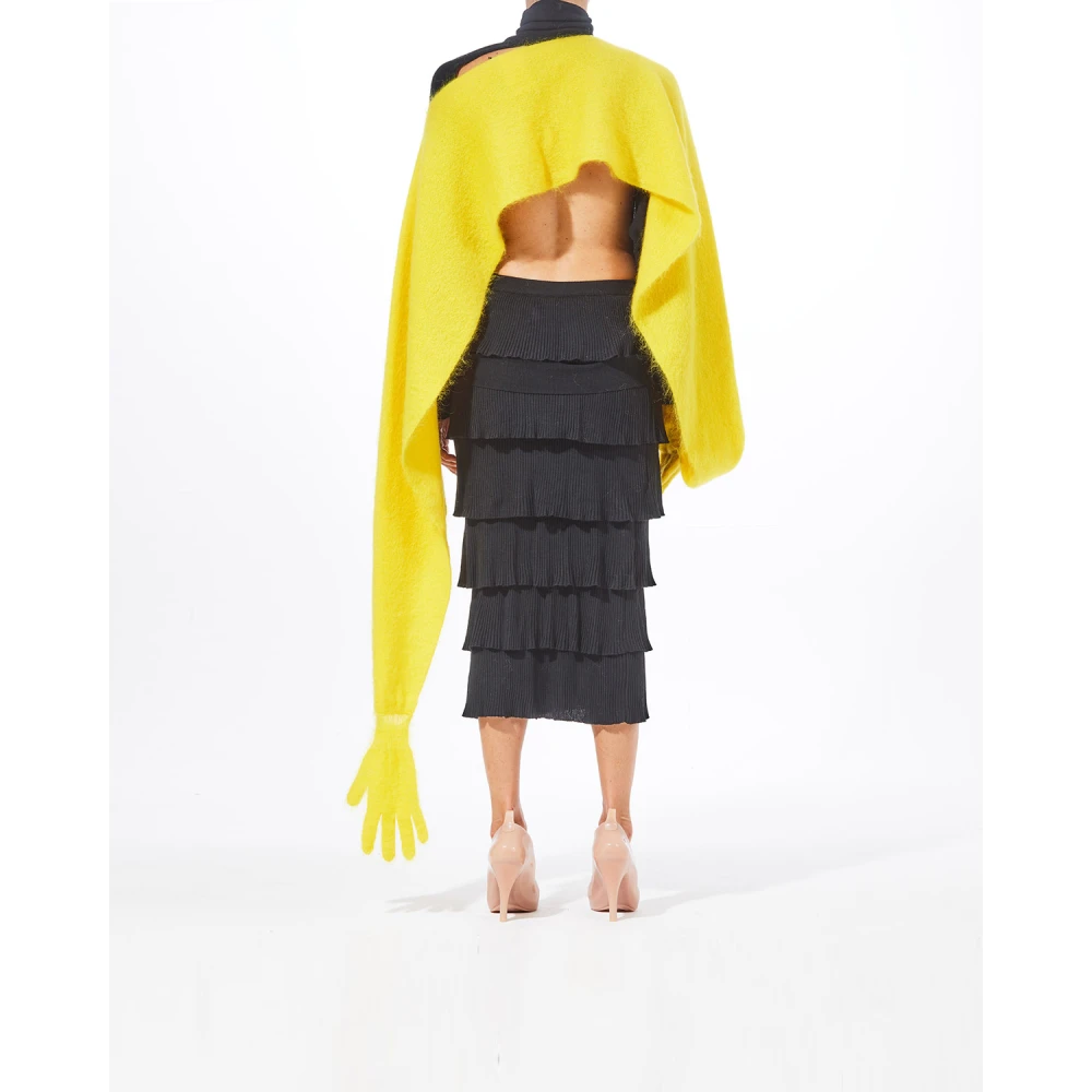 Moschino Gele Mohair Stola met Functionele Handschoenen Yellow Dames