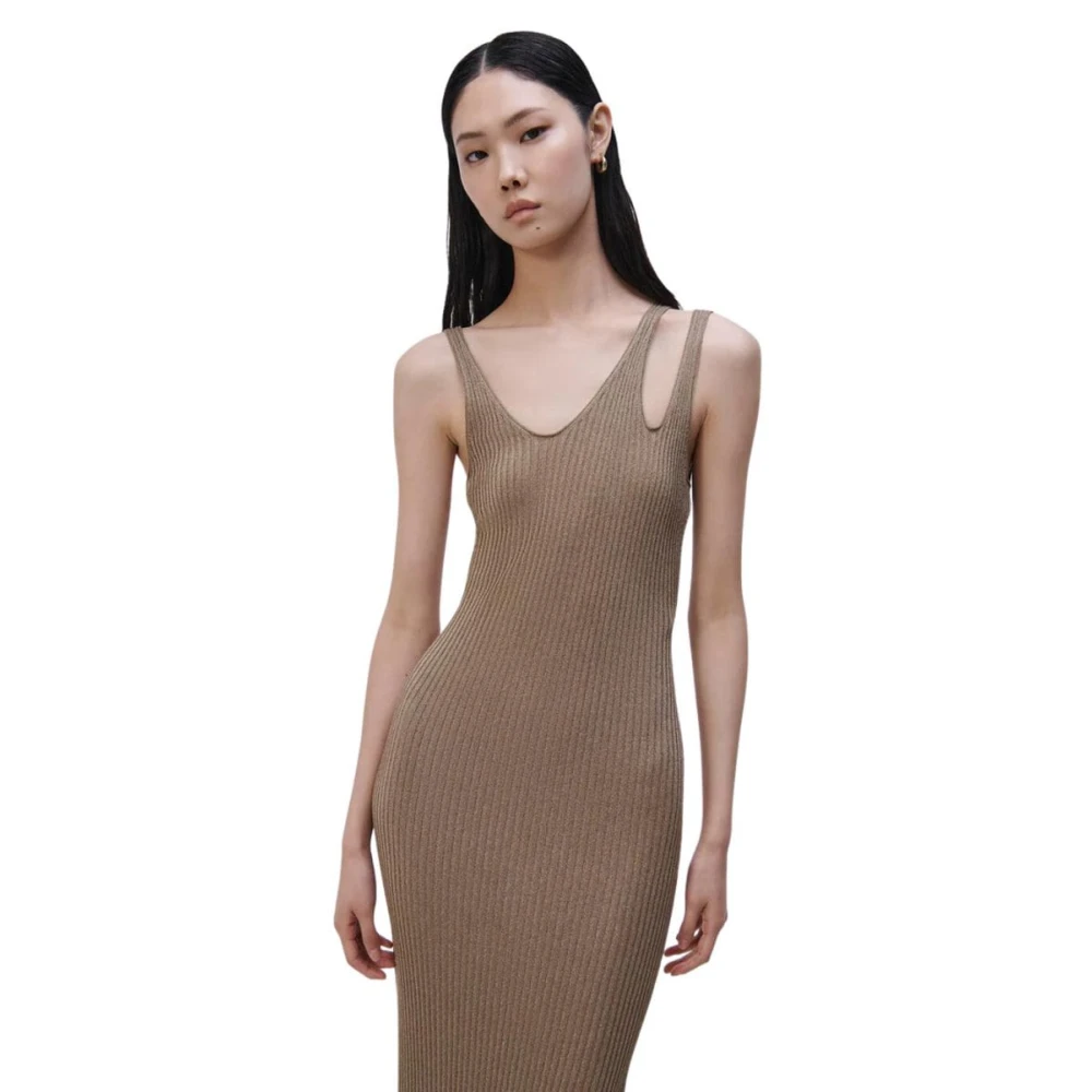 Simkhai Marigold Gebreide Midi Jurk met Uitsnijding Beige Dames