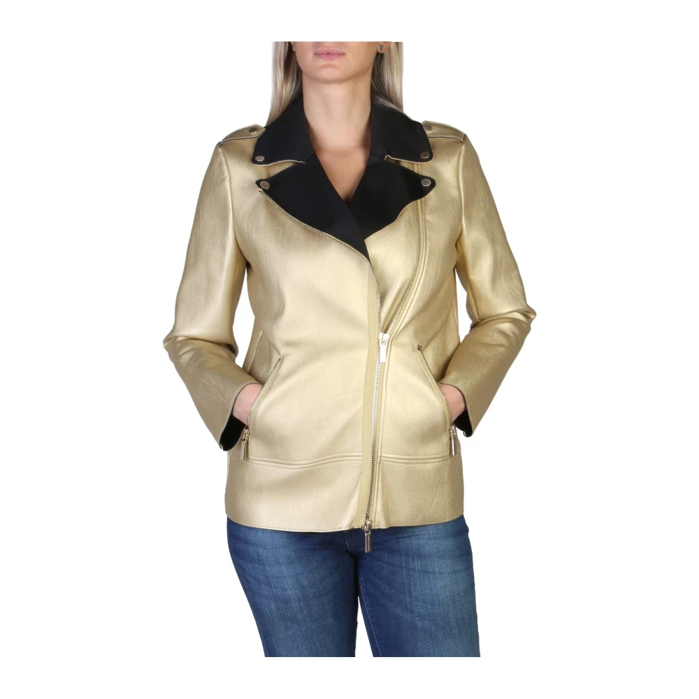 Armani Exchange Metallic Biker Bomber Jas Yellow Dames