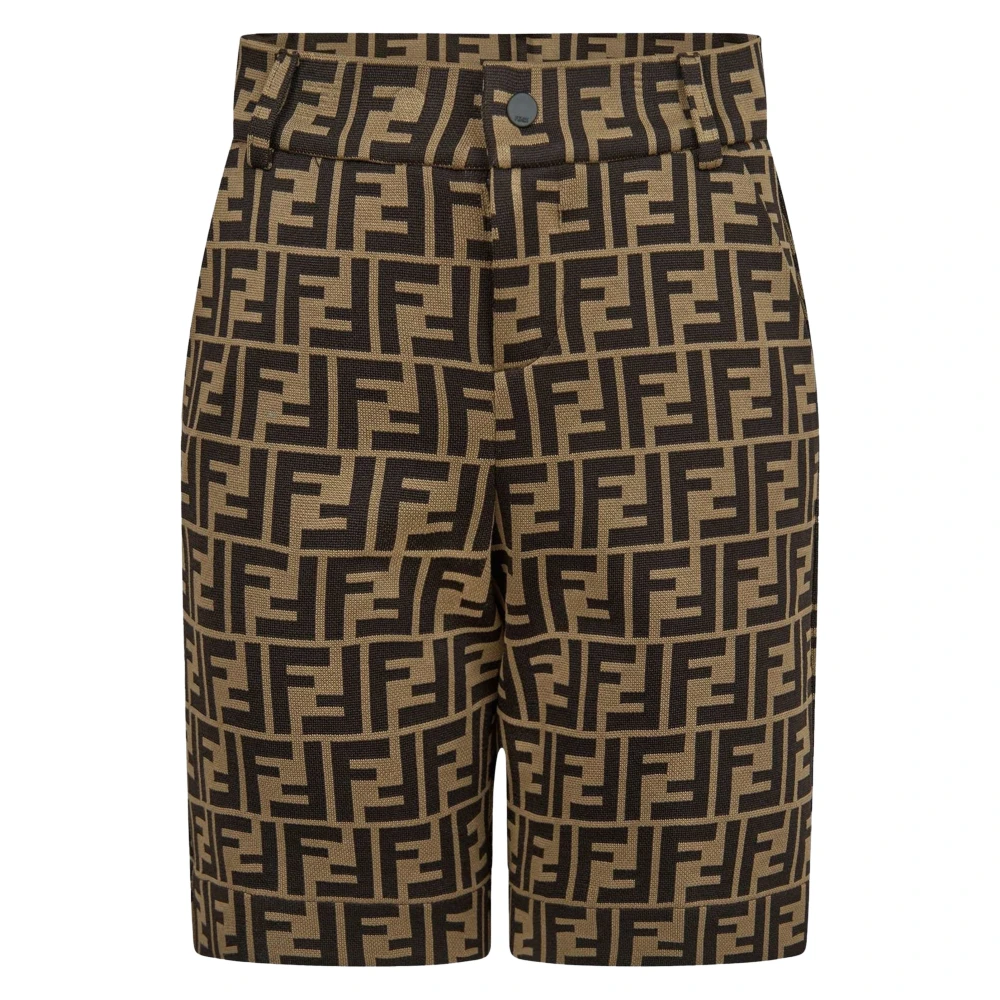 Fendi Boys Brown Shorts, 7 Y, Milano-Stitch Bermudas With Ff Logo