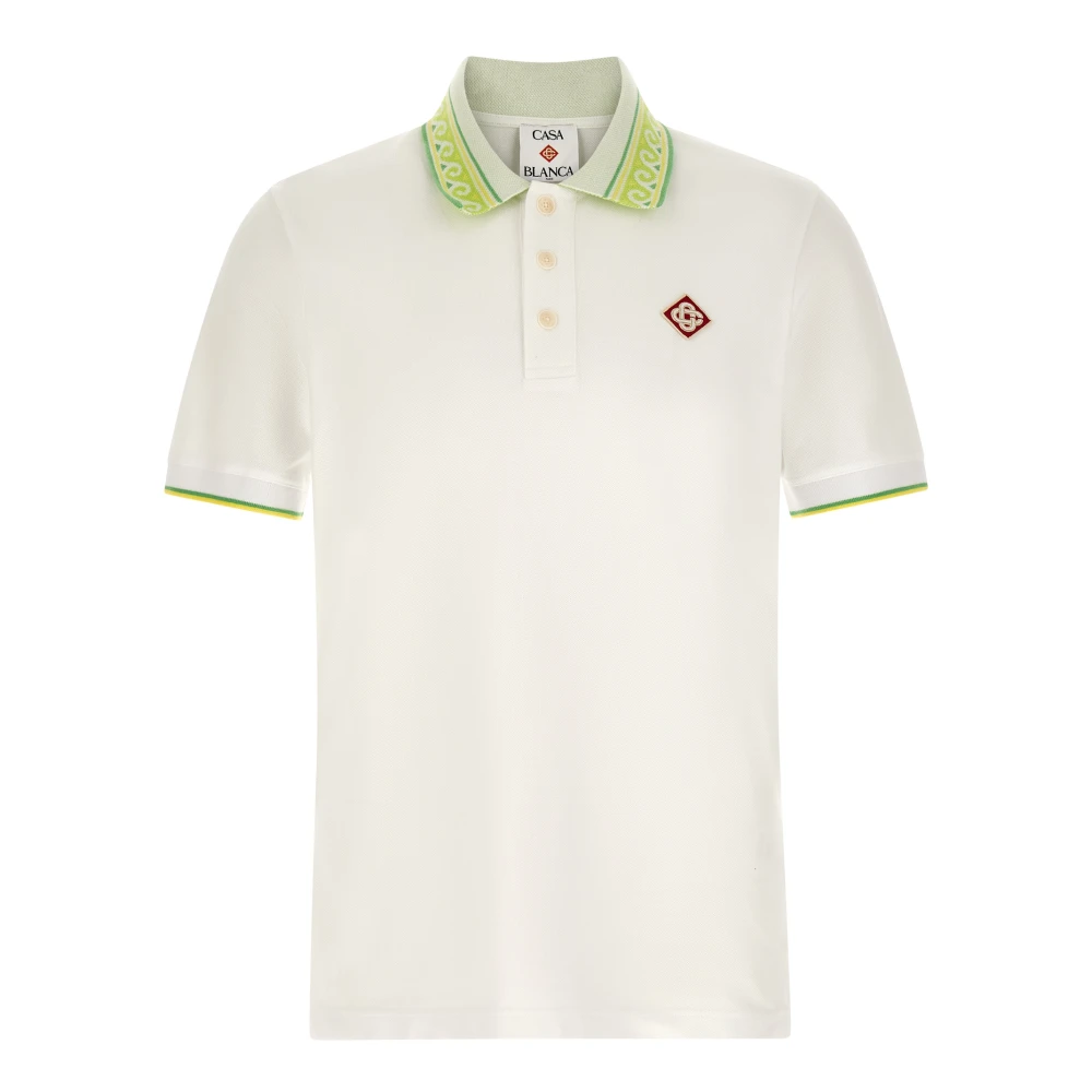 Casablanca Men's White Polo Shirts, S, Piqué Polo Shirt