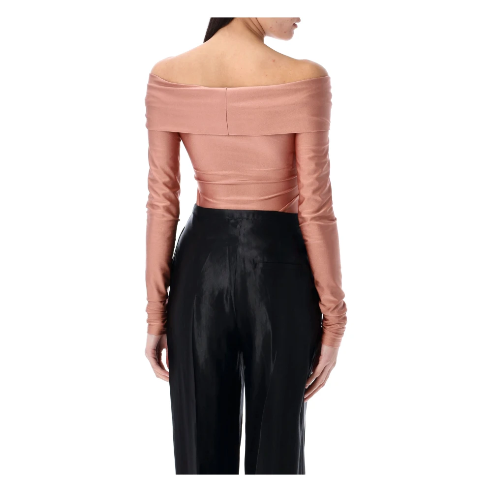 Andamane Off-shoulder gedrapeerd knoop bodysuit Pink Dames