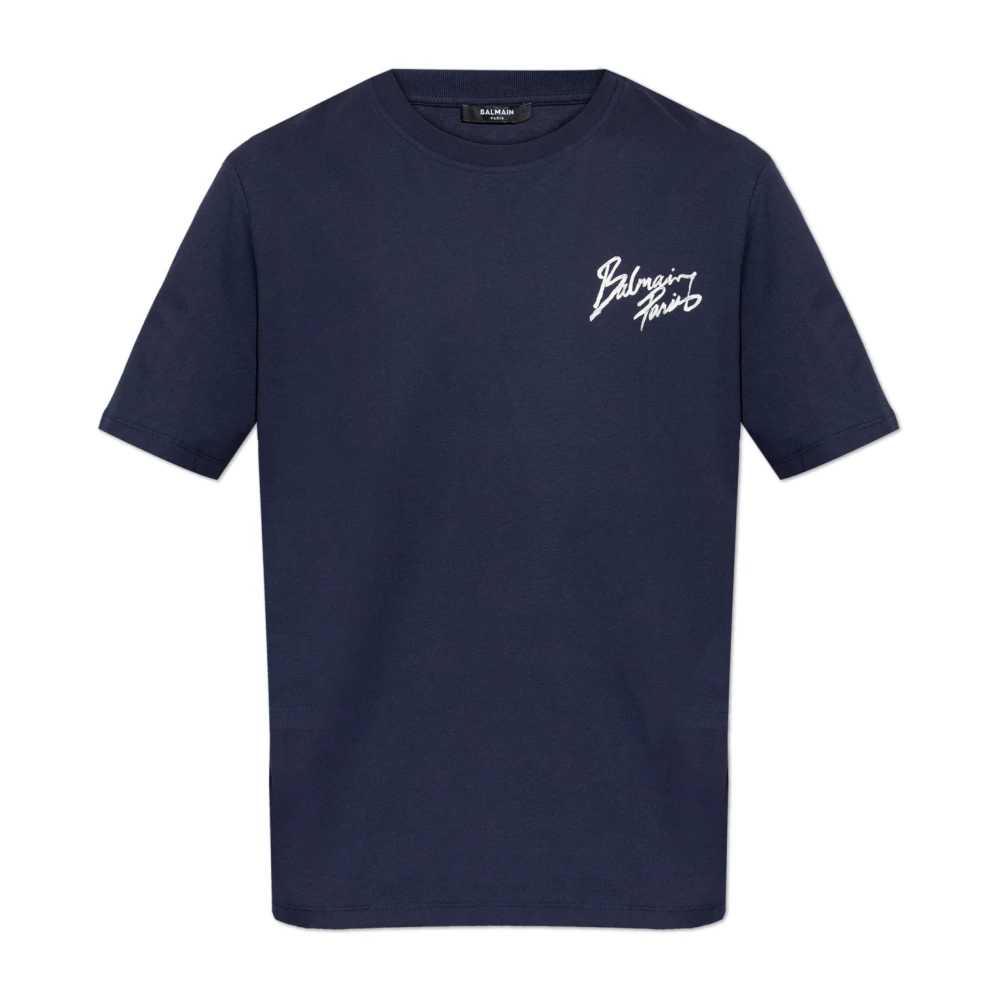 Balmain Men's Blue Printed T-Shirt - T-Shirts - S - Tops