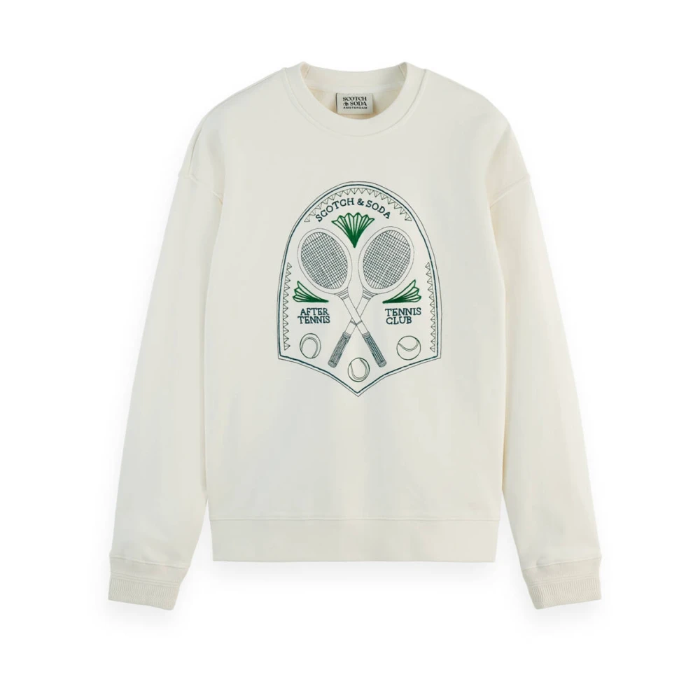 Scotch & Soda Geborduurd borst artwork sweatshirt White Heren