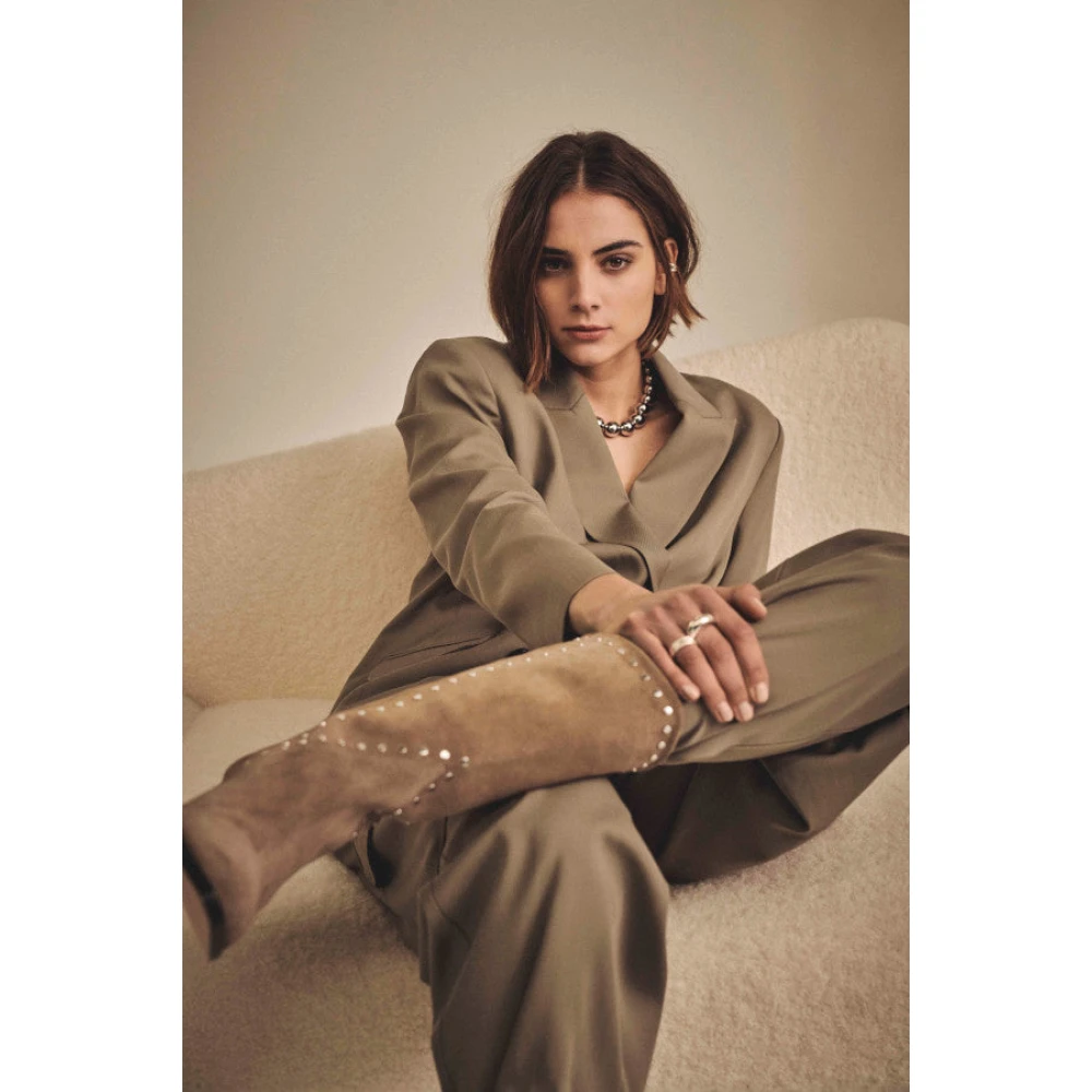 Dante 6 Dubbelrijige Blazer in Faded Khaki Beige Dames