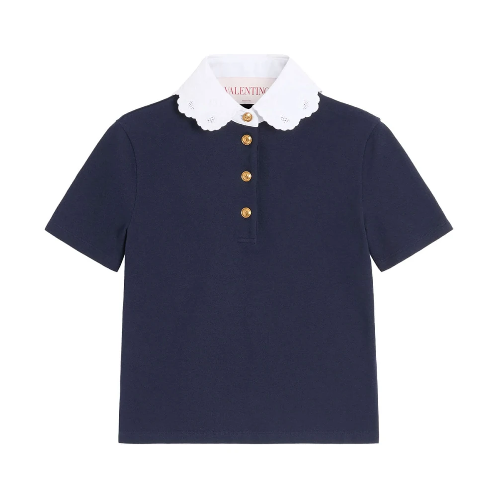 Valentino Garavani Casual Polo T-shirt in diverse kleuren Blue Dames