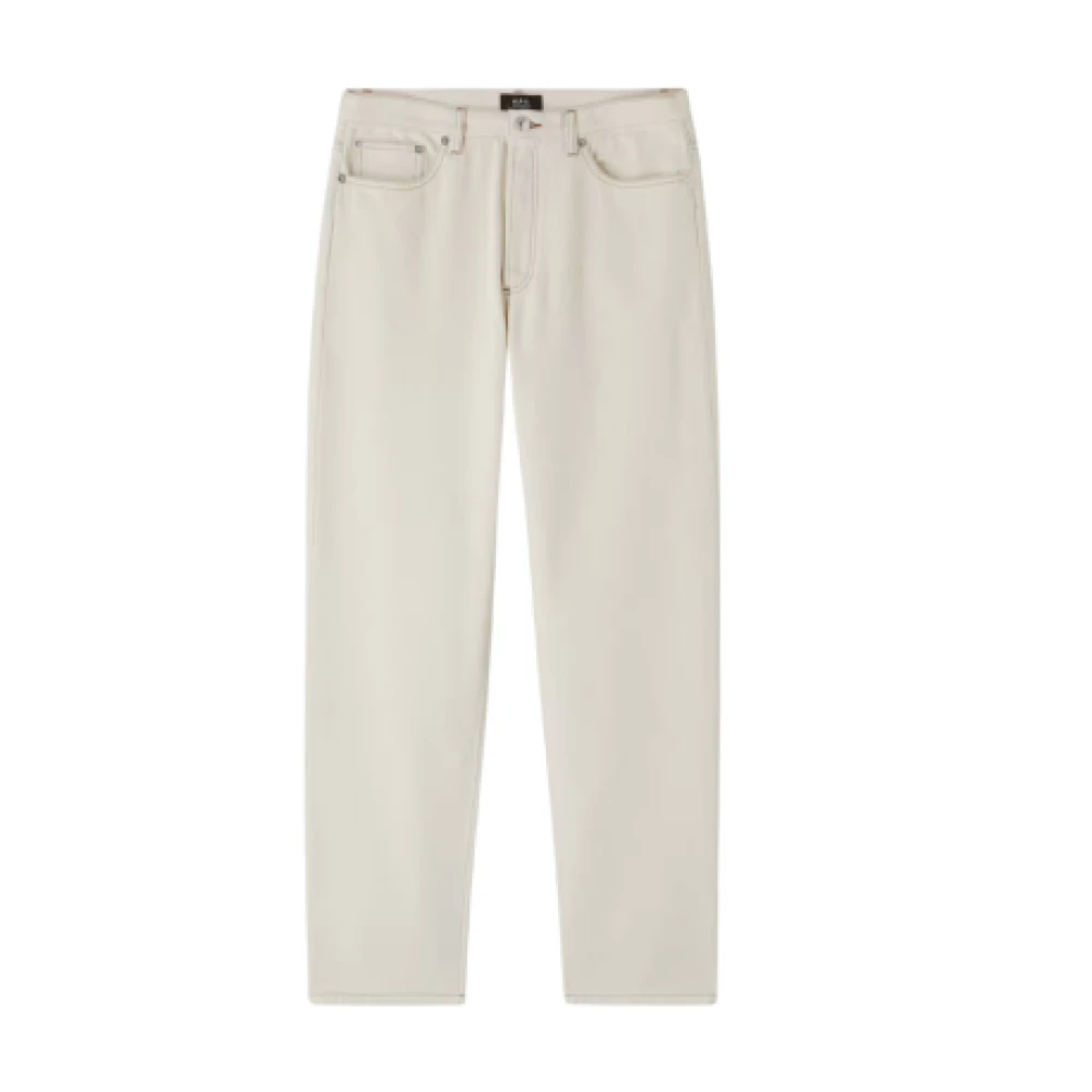 A.p.c. Katoenen rechte broek met karamel stiksels White Heren