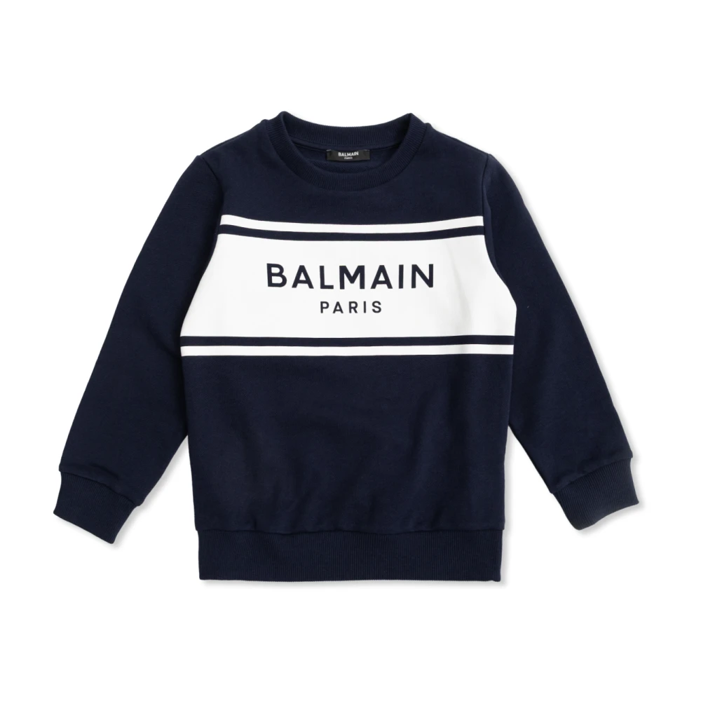 Balmain Unisex Kids Blue Logo Sweatshirt - Kids Sweatshirts - 12 Y - Kids