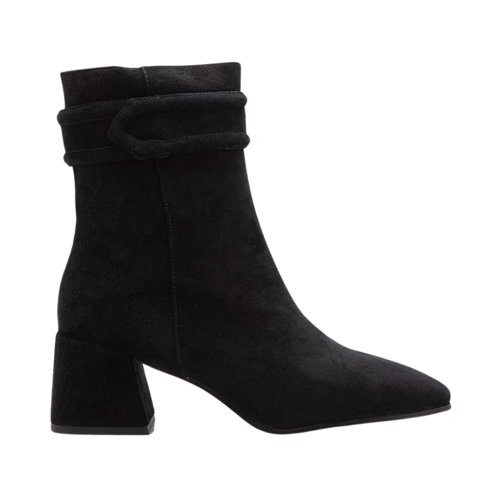 Bibi Lou Elegant Svart Mocka Ankelboots med Klack Black, Dam