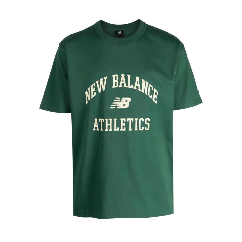 New Balance Athletics Groene Crewneck T-shirt Green Heren