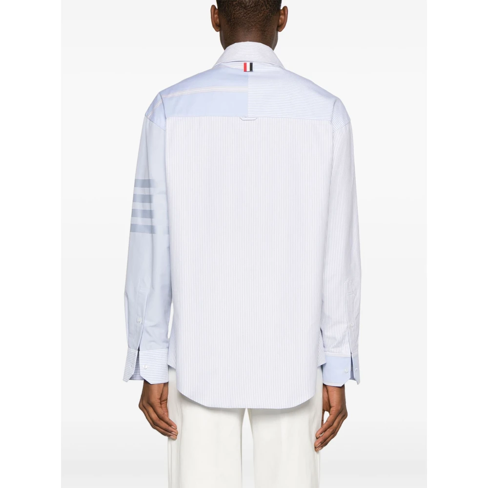 Thom Browne Oversized Katoenen Shirt met Patchwork Design Blue Heren